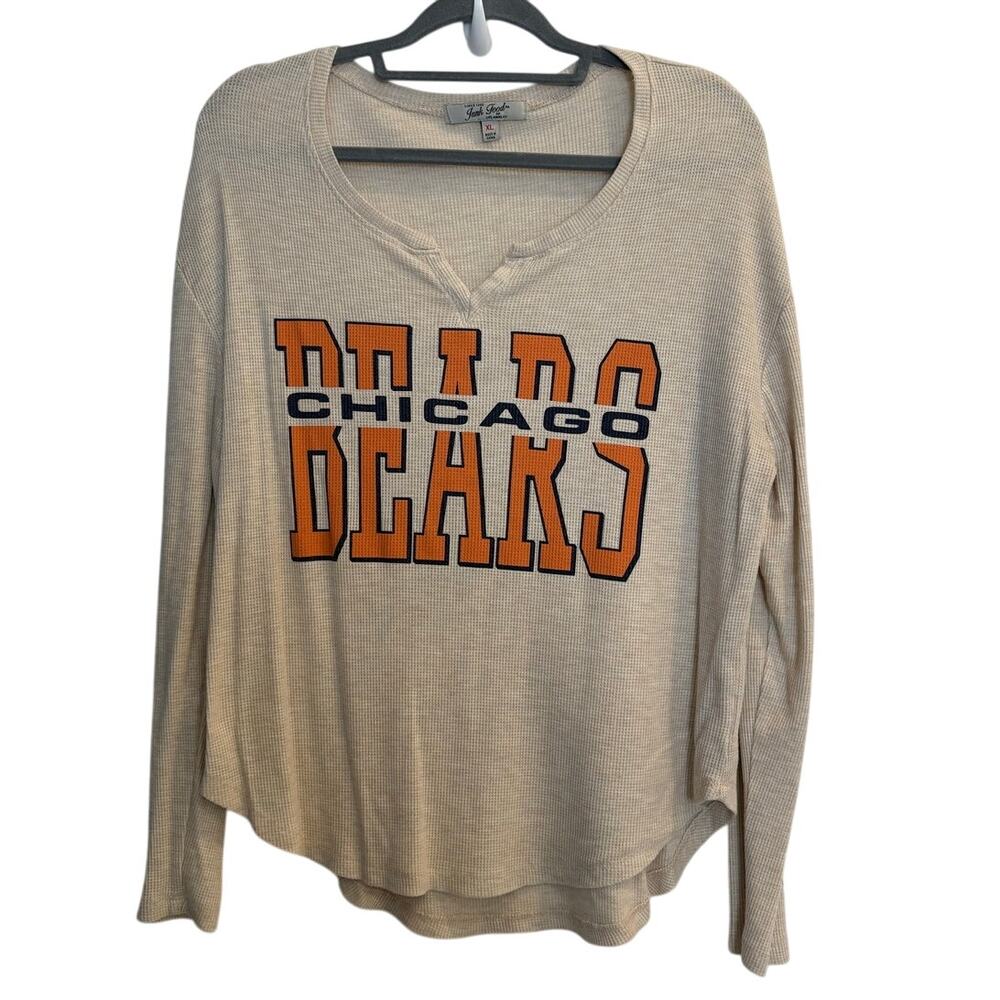 Junk Food Clothing Beige Chicago Bears Thermal Long Sleeve Top with Orange Logo